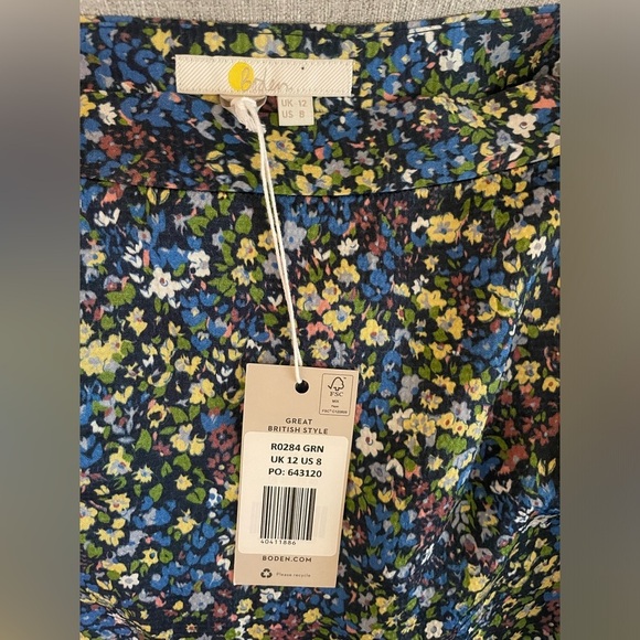 BODEN Satin Ruffle Midi Skirt - Nebulas Blue Floral Print - Picture 7 of 9